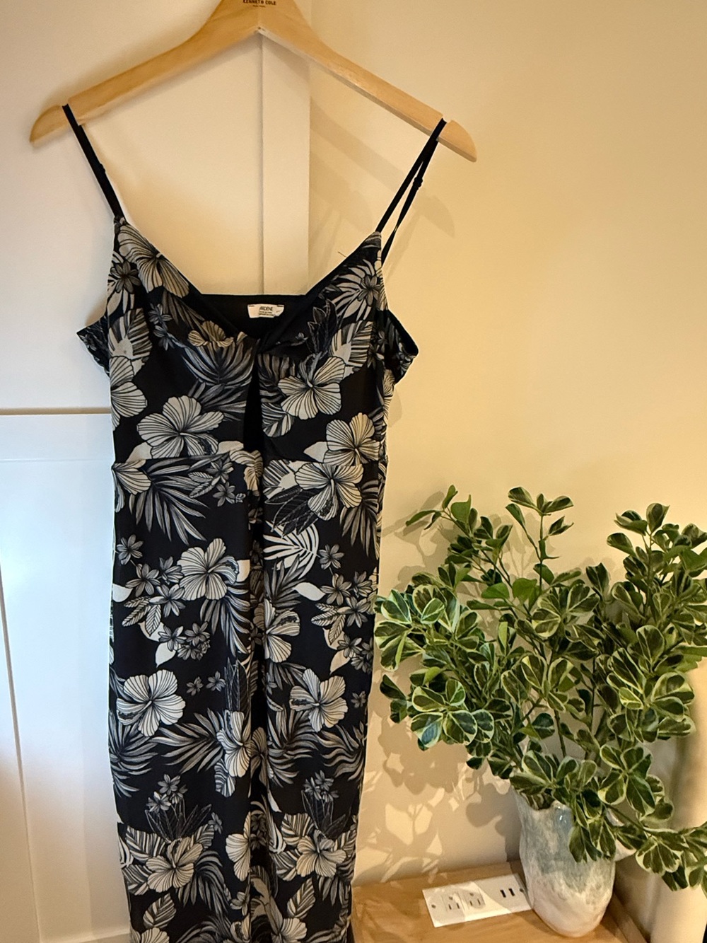 Ardene Black Floral Slip Dress with White Hibiscus Print